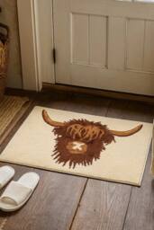 Allure Bath Fashions Luxury Highland Cow Bath Mat - Non Slip & Super Soft in Beige - thumbnail 5