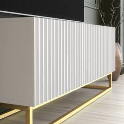Creative Furniture Ripple TV Unit 100cm - Modern Fluted Design with Push to Open Doors in White - thumbnail 4