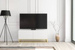 Creative Furniture Ripple TV Unit 100cm - Modern Fluted Design with Push to Open Doors in White - thumbnail 8