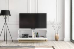 Creative Furniture Ripple TV Unit 100cm - Modern Fluted Design with Push to Open Doors in White - thumbnail 9
