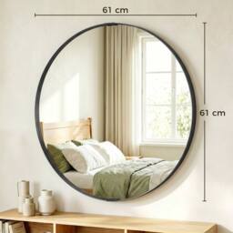 HOMCOM Wall Mirror 61 cm, Wall Mounted Bathroom Mirror in Black - thumbnail 3