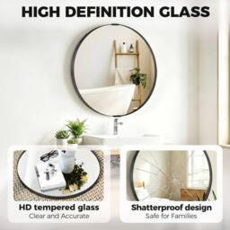 HOMCOM Wall Mirror 61 cm, Wall Mounted Bathroom Mirror in Black - thumbnail 5