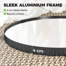 HOMCOM Wall Mirror 61 cm, Wall Mounted Bathroom Mirror in Black - thumbnail 4