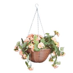mysmartbuy Artificial Begonia Flower Regal Hanging Basket with Metal Chain in Orange - thumbnail 3