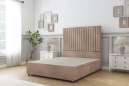 "Comfort Beds Denver Naples Divan Base 2 Drawers - 26"" Headboard in Light Brown - Size: Double" - thumbnail 2