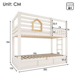 BTM Kids Cabin Bunk Bed Ladder Hydraulic Storage House Bed White Wood - Size: Single - thumbnail 2