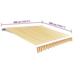 Berkfield Home Durable Awning Top Sunshade Canvas Sunflower Yellow & White 4 x 3 m - thumbnail 5