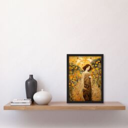 Artery8 Walk On The Wildflower By Mia Rose Modern Klimt Style Painting Artwork Framed Wall Art Print A4 in Black - thumbnail 4
