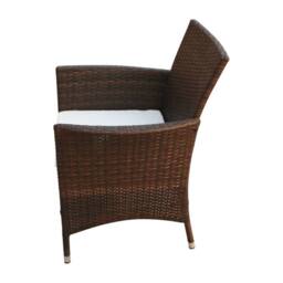 Berkfield Home Sturdy 5 Piece Outdoor Dining Set with Cushions Poly Rattan Brown - thumbnail 4