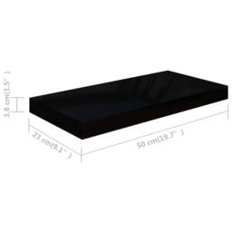 Berkfield Home Durable Floating Wall Shelf High Gloss Black 50x23x3.8 cm MDF - thumbnail 7