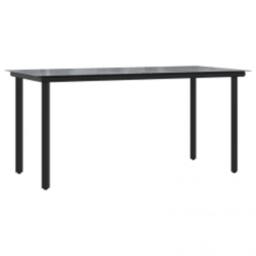 Berkfield Home 5 Piece Garden Dining Set Black Poly Rattan Glass - thumbnail 5