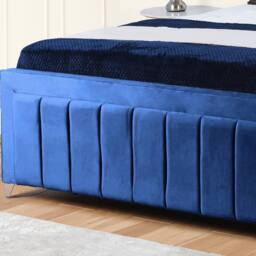 UK Bed Furniture Siarra Ottoman Gas Lift Upholstered Bed with 48 Inch Headboard in Blue - Size: King - thumbnail 3