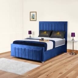 UK Bed Furniture Siarra Ottoman Gas Lift Upholstered Bed with 48 Inch Headboard in Blue - Size: King - thumbnail 1