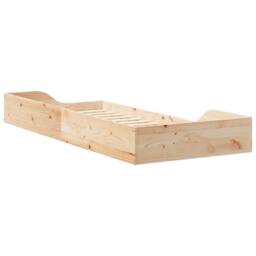 Berkfield Home Modern Floor Bed Frame Brown 90 x 210 cm Solid pine wood in Beige - thumbnail 7