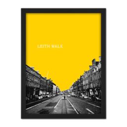 "Artery8 Wall Art Print Edinburgh Leith Walk Yellow 18x24 Large Framed Wall Décor Art in Light Oak - Size: W18"" x H24""" - thumbnail 1