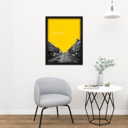 "Artery8 Wall Art Print Edinburgh Leith Walk Yellow 18x24 Large Framed Wall Décor Art in Light Oak - Size: W18"" x H24""" - thumbnail 2