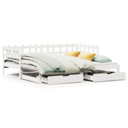 Berkfield Home Daybed with Trundle & Drawers without Mattress White 90x200 cm - thumbnail 2