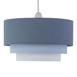 First Choice Lighting Set of 2 Gabi - Blue Ombre Linen 3 Tier Ceiling Light Shades - thumbnail 3