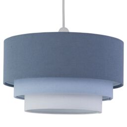 First Choice Lighting Set of 2 Gabi - Blue Ombre Linen 3 Tier Ceiling Light Shades - thumbnail 2