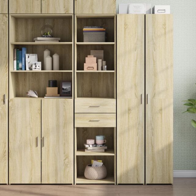 Berkfield Home Highboard Sonoma Oak 45x42.5x185 cm Engineered Wood in Brown - image 1