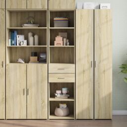Berkfield Home Highboard Sonoma Oak 45x42.5x185 cm Engineered Wood in Brown - thumbnail 1