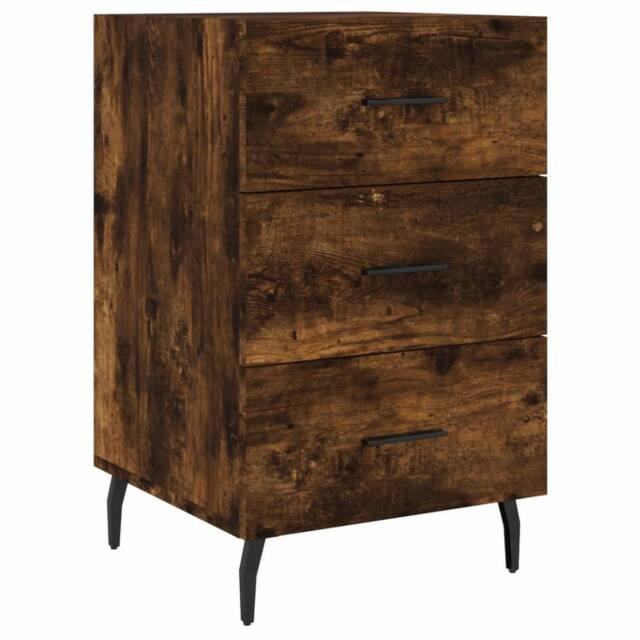 Berkfield Home Bedside Cabinet Smoked Oak 40x40x66 cm Engineered Wood in Brown - Size: 40 x 40 x 66 cm - image 1