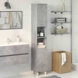 Berkfield Home Durable Bathroom Cabinet Concrete Grey 30x30x179 cm Engineered Wood - Size: 30 x 30 x 179 cm