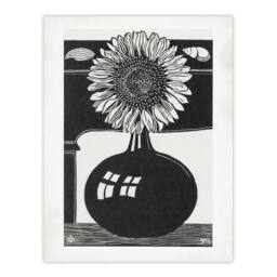 "Artery8 Stylised Sunflower in a Vase De Mesquita Wall Art Poster Print in Black - Size: W12"" x H16""" - thumbnail 1