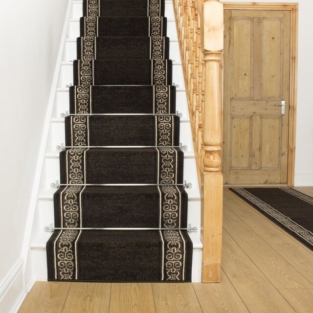 runrug Brown Tribal Stair Carpet Runner - Size: 70 cm x 480 cm - image 1