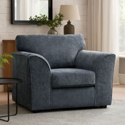 Furnishings For Less UK Zina Chenille Fabric Armchair Single Seater in Grey