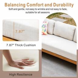 MIMO Outdoor Rope Solid Wood Loveseat Sofa Set with Round Coffee Table in Natural - Size: 4 Person - thumbnail 6