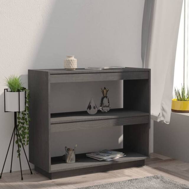 Berkfield Home Beautiful Book Cabinet Grey 80x35x71 cm Solid Pinewood - Size: 80 x 35 x 71 cm - image 1