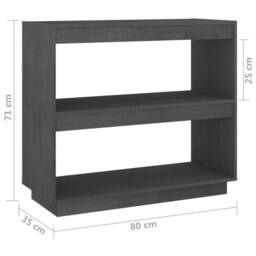Berkfield Home Beautiful Book Cabinet Grey 80x35x71 cm Solid Pinewood - Size: 80 x 35 x 71 cm - thumbnail 8