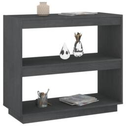 Berkfield Home Beautiful Book Cabinet Grey 80x35x71 cm Solid Pinewood - Size: 80 x 35 x 71 cm - thumbnail 4