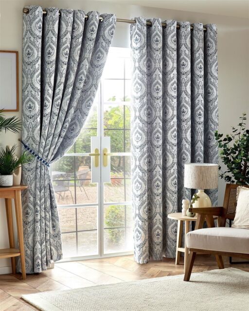 Luxury Living Victoria Room Darkening Ring Top Curtains in Mid Blue - Size: 168 cm width x 183 cm drop - image 1
