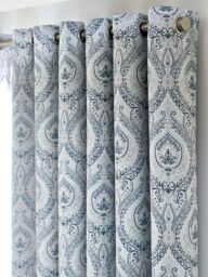 Luxury Living Victoria Room Darkening Ring Top Curtains in Mid Blue - Size: 168 cm width x 183 cm drop - thumbnail 3