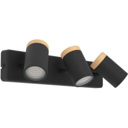 Loops Stylish Black & Brown Triple LED Bathroom Ceiling Spotlight for Home - thumbnail 3