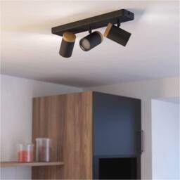 Loops Stylish Black & Brown Triple LED Bathroom Ceiling Spotlight for Home - thumbnail 6