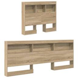 Berkfield Home Storage Headboard with Shelf Sonoma oak 80 cm Engineered wood in Light Tan - thumbnail 5