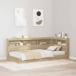 Berkfield Home Storage Headboard with Shelf Sonoma oak 80 cm Engineered wood in Light Tan - thumbnail 2