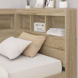 Berkfield Home Storage Headboard with Shelf Sonoma oak 80 cm Engineered wood in Light Tan - thumbnail 4