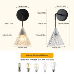 NIVOR 1 Light 16cm Iron Wall Sconce Hat-shaped Crystal Wall Light Set of 2 in Black - thumbnail 2