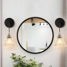 NIVOR 1 Light 16cm Iron Wall Sconce Hat-shaped Crystal Wall Light Set of 2 in Black - thumbnail 1
