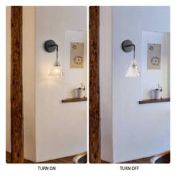 NIVOR 1 Light 16cm Iron Wall Sconce Hat-shaped Crystal Wall Light Set of 2 in Black - thumbnail 3