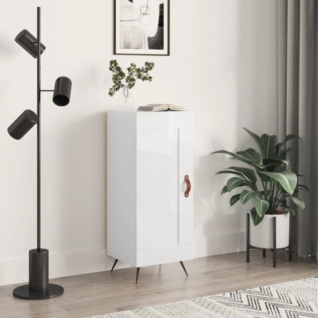 Berkfield Home Sideboard High Gloss White 34.5x34x90 cm Engineered Wood - image 1
