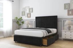 "Comfort Beds Savoy Plush Divan Base 2 Drawers - 54"" Headboard-Footboard in Black - Size: Super King"