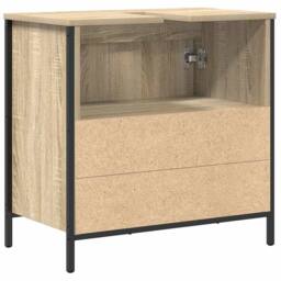Berkfield Home Bathroom Basin Cabinet Sonoma Oak 60x34.5x60 cm in Light Tan - thumbnail 8
