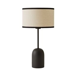 ValueLights Kaiden Black Dome Table Lamp with Trim Detail Linen Drum Shade - thumbnail 3