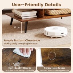 Gymax Mid Century Modern Coffee Table 2-Tier Accent Table With Metal Legs in Brown - thumbnail 8