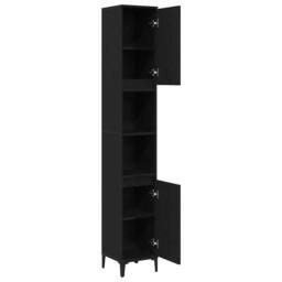 Berkfield Home Elegant Bathroom Cabinet Black Oak 30x30x190 cm Engineered Wood - Size: 30 x 30 x 190 cm - thumbnail 5